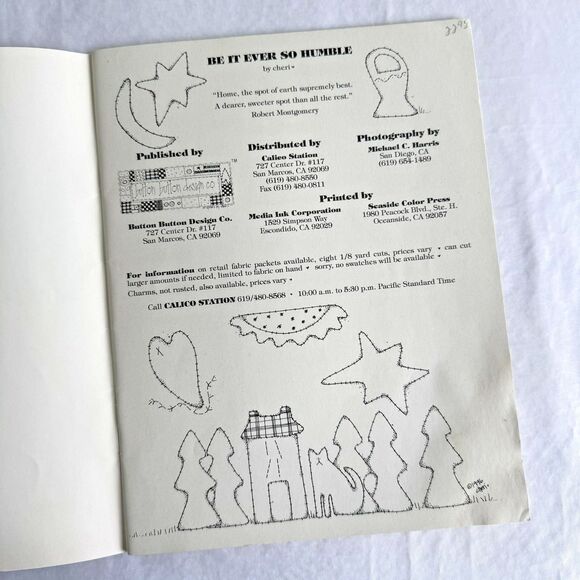 Vtg 90s Be It Ever So Humble Chery Saffiote Quilt Pattern Book Primitive Country - Picture 3 of 11